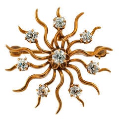 Victorian Diamond Sunburst Brooch Pendant