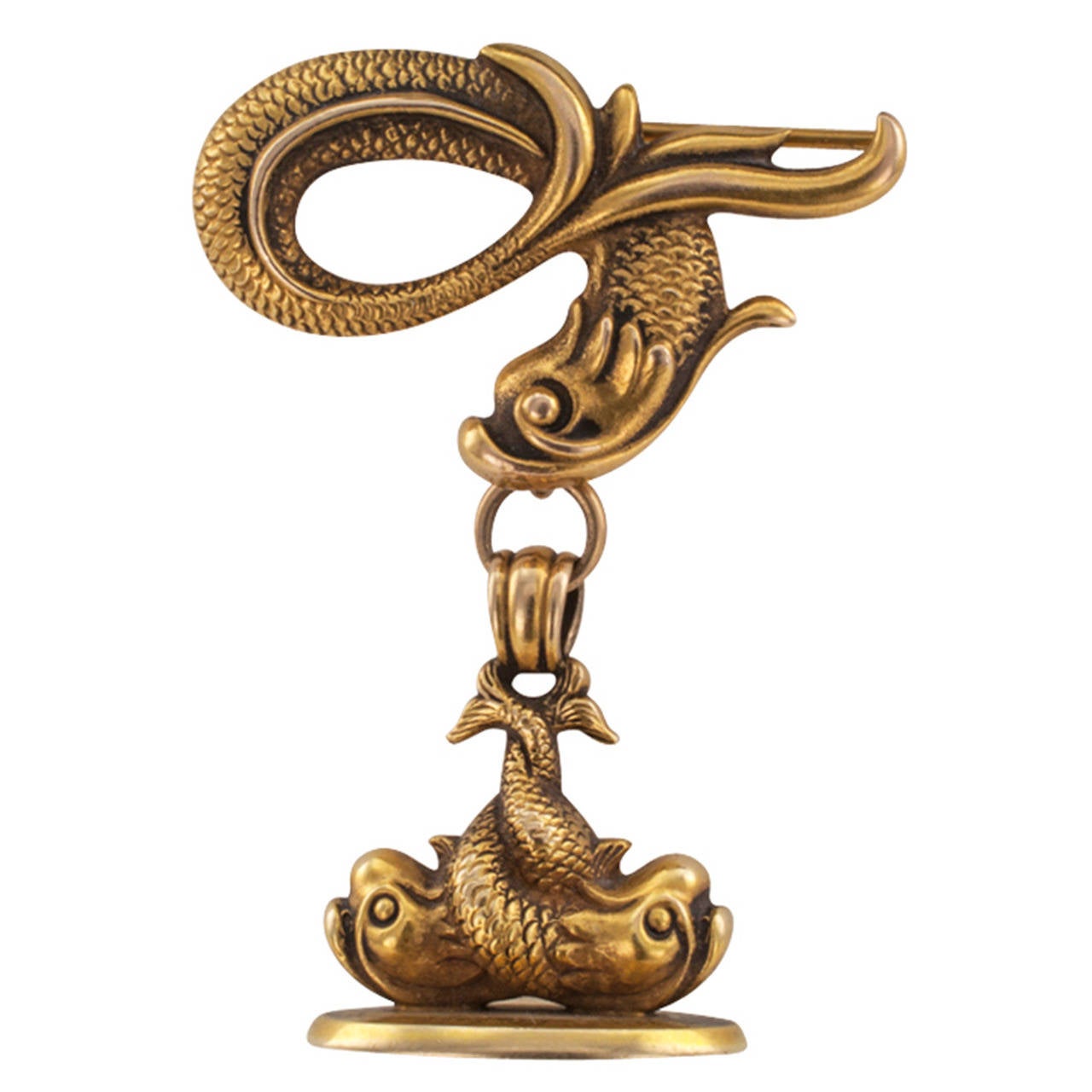 Art Nouveau Watch Fob of Mythological Sea Creatures