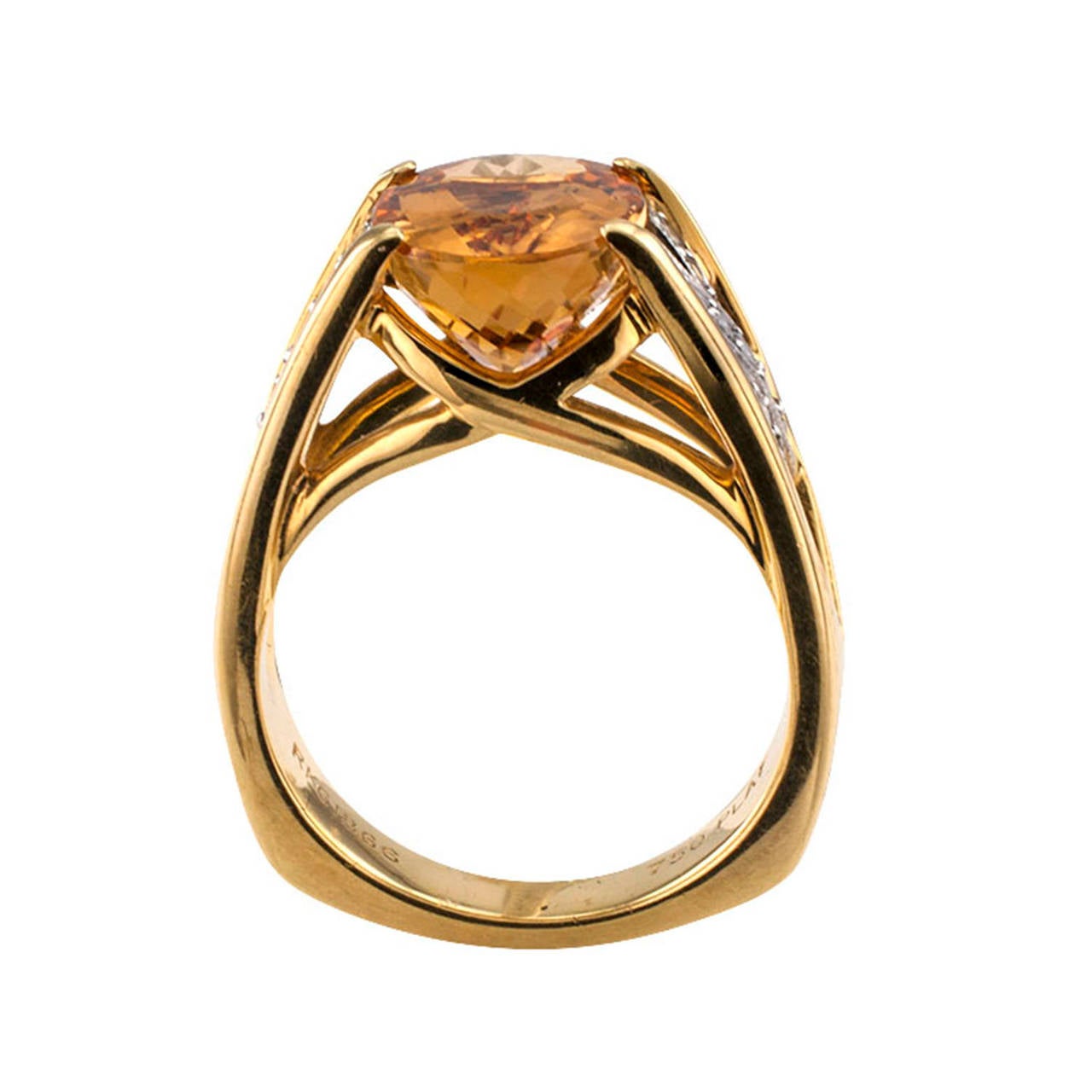 Contemporary Imperial Topaz Diamond Gold Platinum Ring