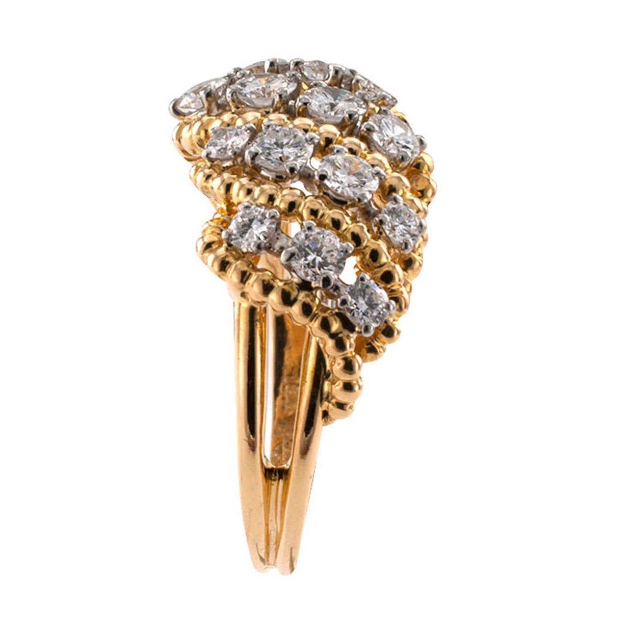 Women's or Men's Oscar Heyman Diamond Gold Openwork Diamond Ring