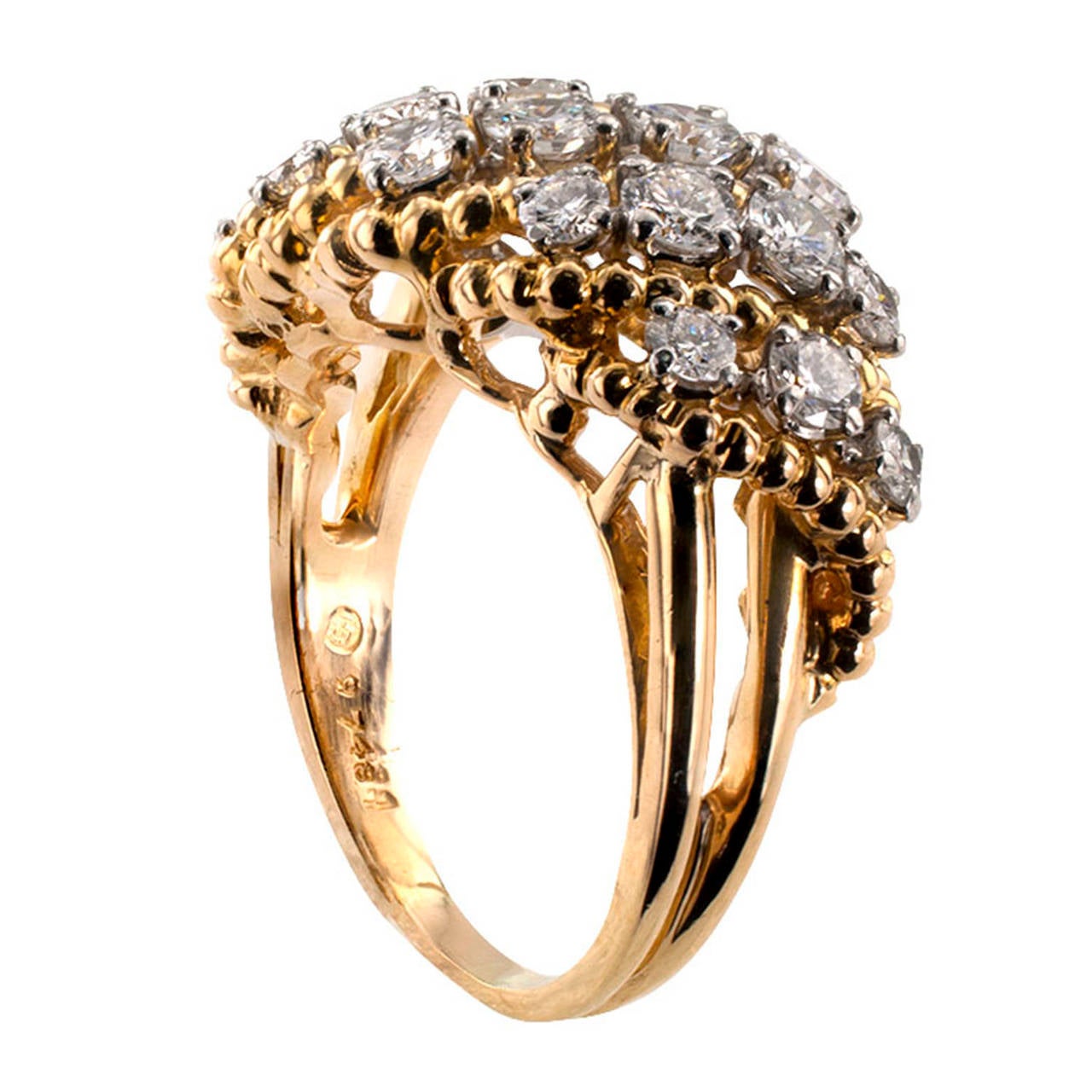 Oscar Heyman Diamond Gold Openwork Diamond Ring In Excellent Condition In Los Angeles, CA