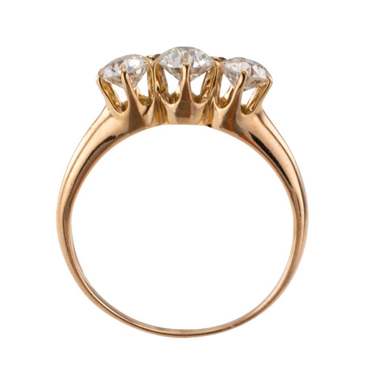 Women's Victorian Three-Stone Diamond Gold Engagement Ring