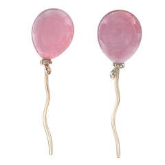 Vhernier Pink Quartz Diamond Gold Balloon Earrings
