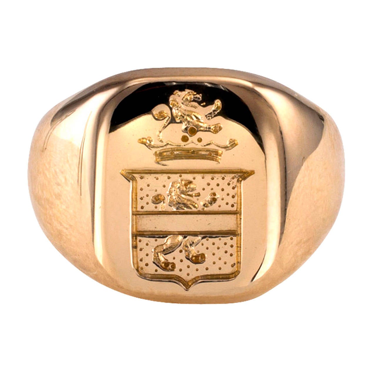 Tiffany And Co Crest Gold Signet Ring At 1stDibs