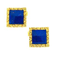1970s Lapis Lazuli Gold Cuff Links 