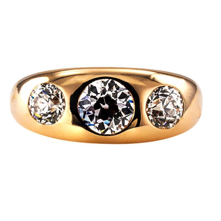 ThreeStone Diamond Gold Gypsy Ring at 1stDibs three stone gypsy ring
