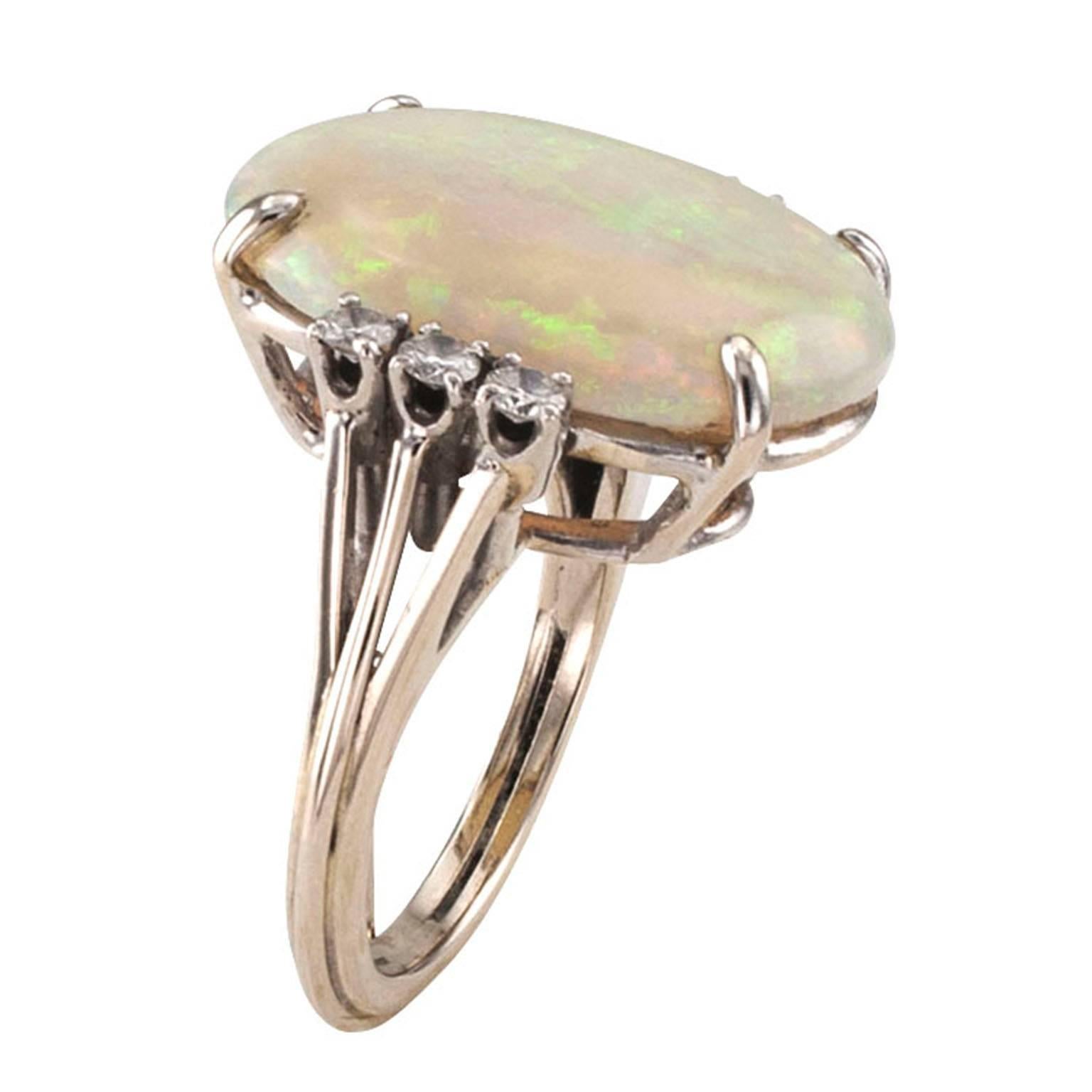 Modern Opal Diamond Gold Ring