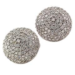 5.00 Carats Diamonds Gold Domed Button Earrings