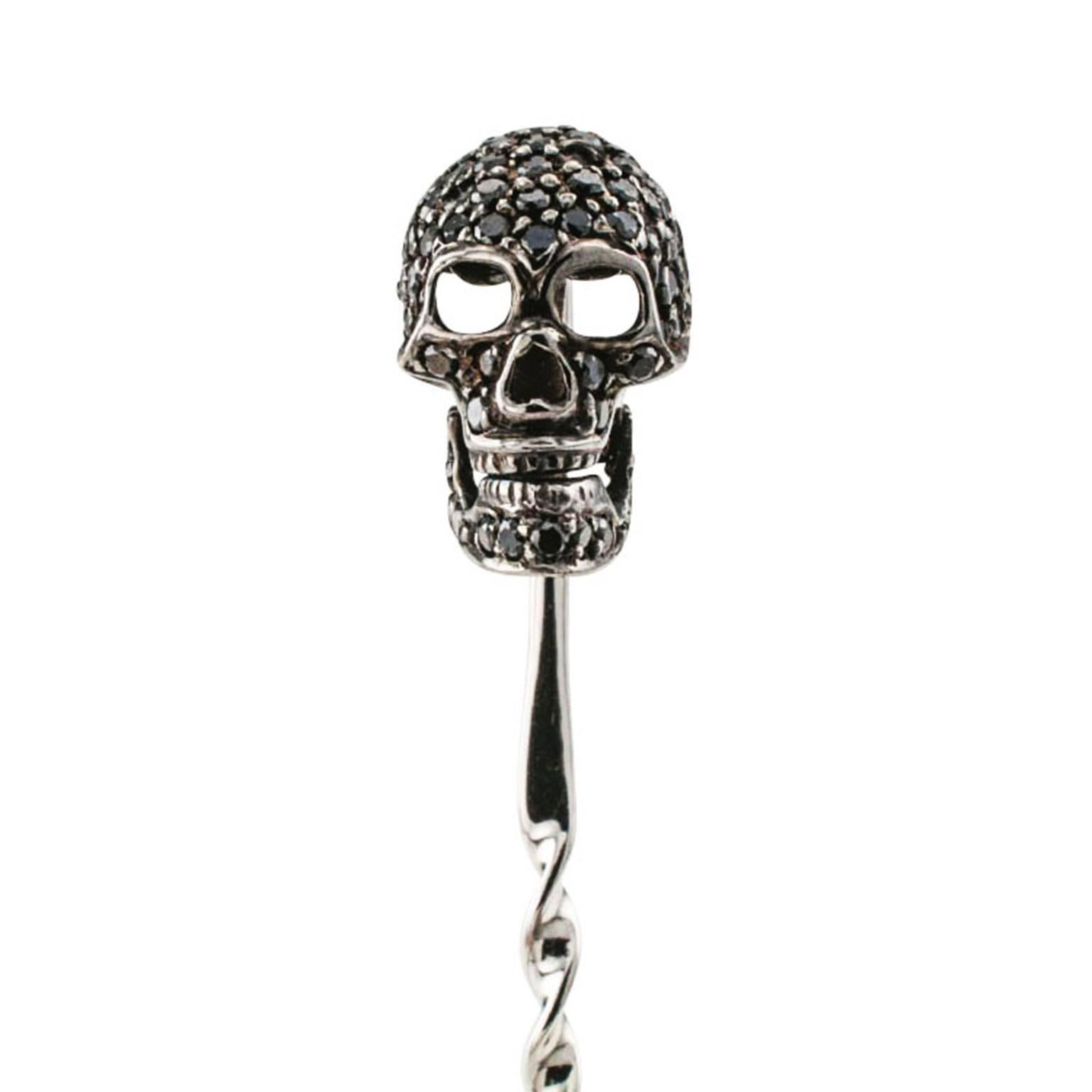 Contemporary Black Diamond Skull Stick Pin by Deakin and Francis