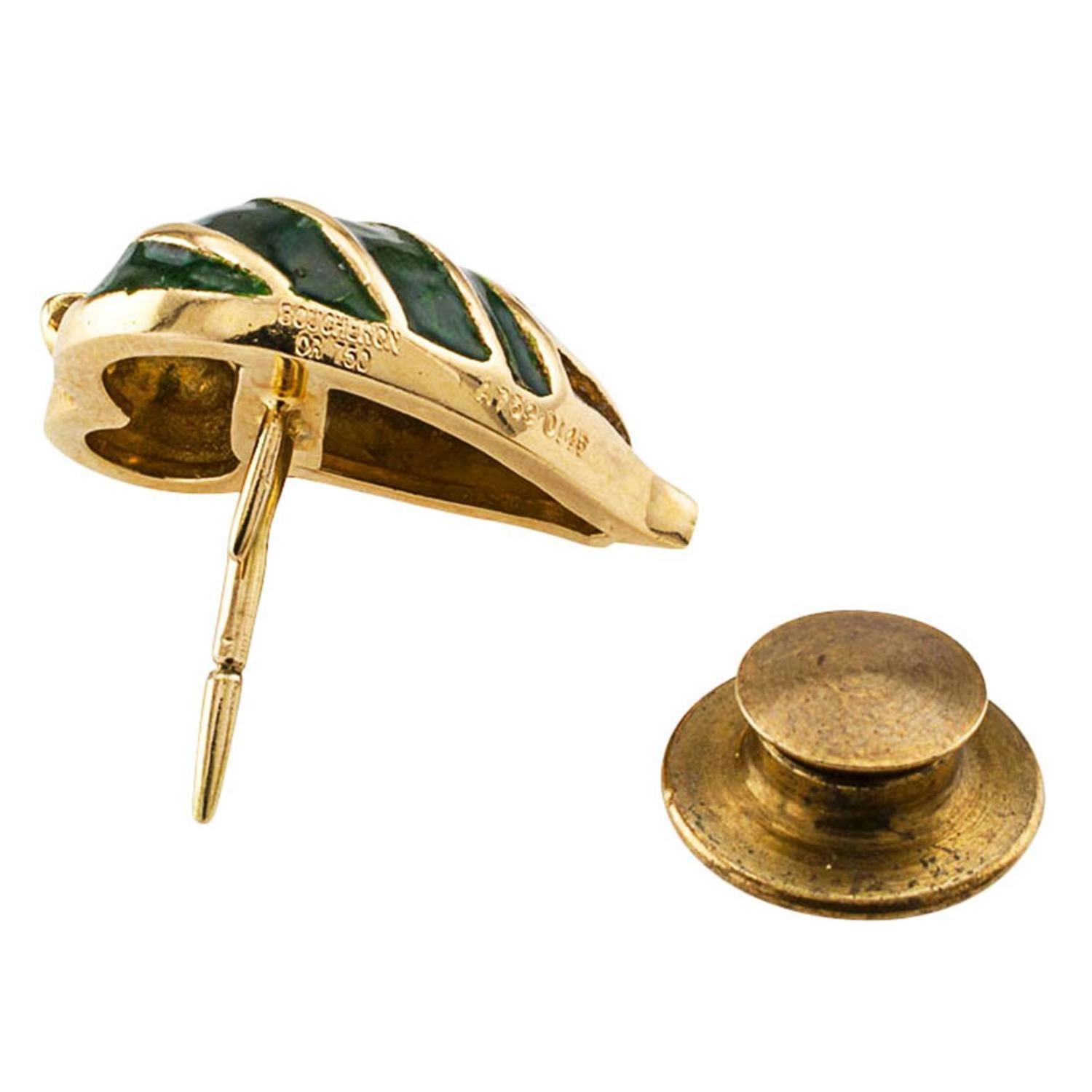 Boucheron Enamel Gold Tie Tack Lapel Pin For Sale at 1stdibs