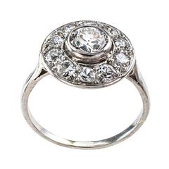 Edwardian Diamond Halo Platinum Ring
