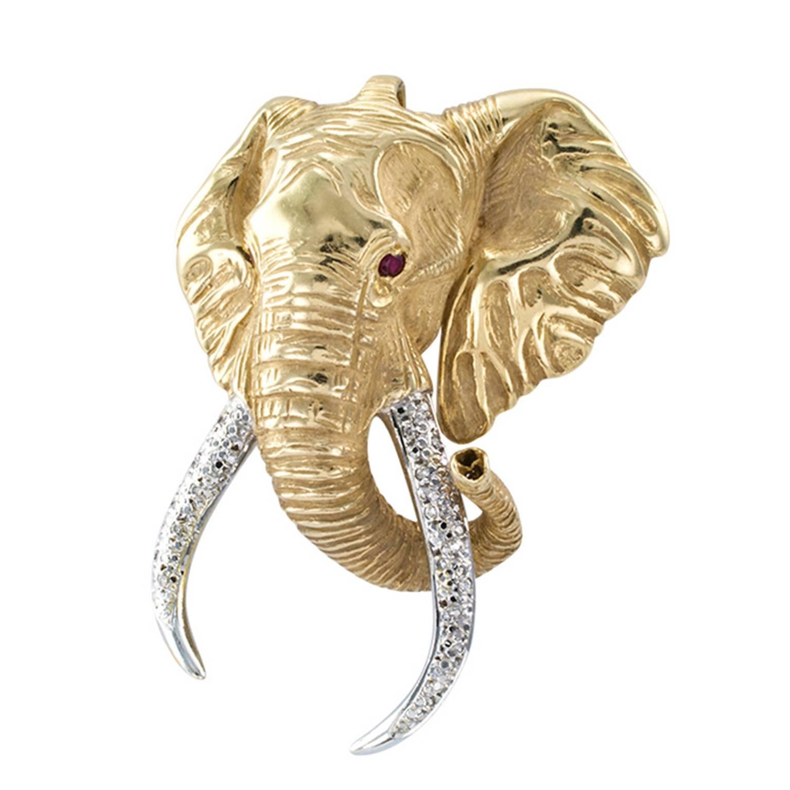 Contemporary Large Elephant Brooch Pendant