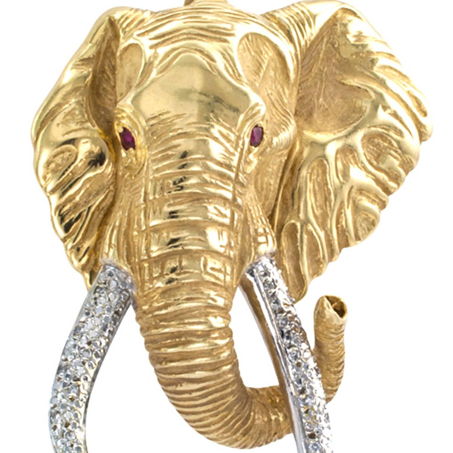 Women's or Men's Large Elephant Brooch Pendant