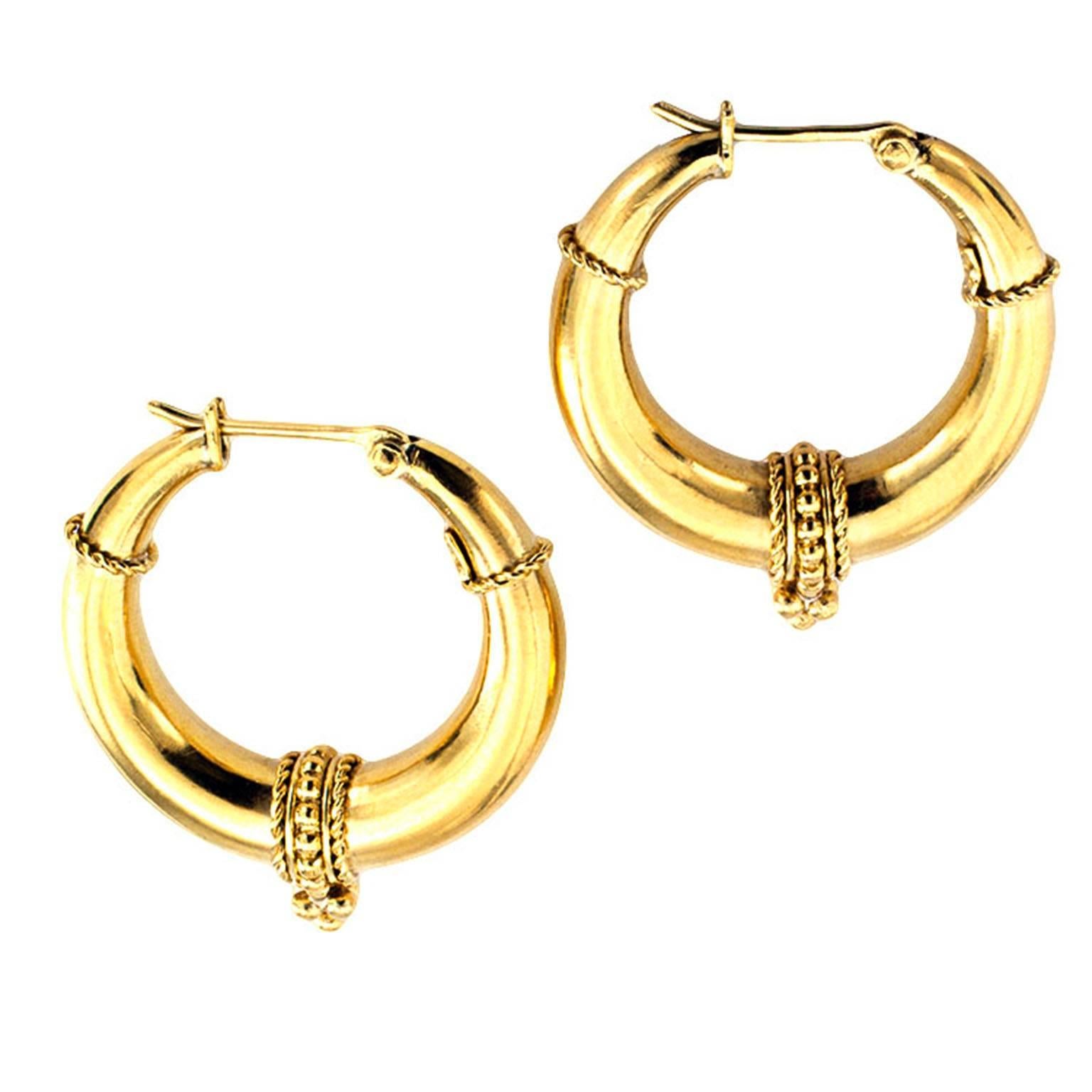 Women's or Men's Temple St. Clair Gold Hoop Earrings