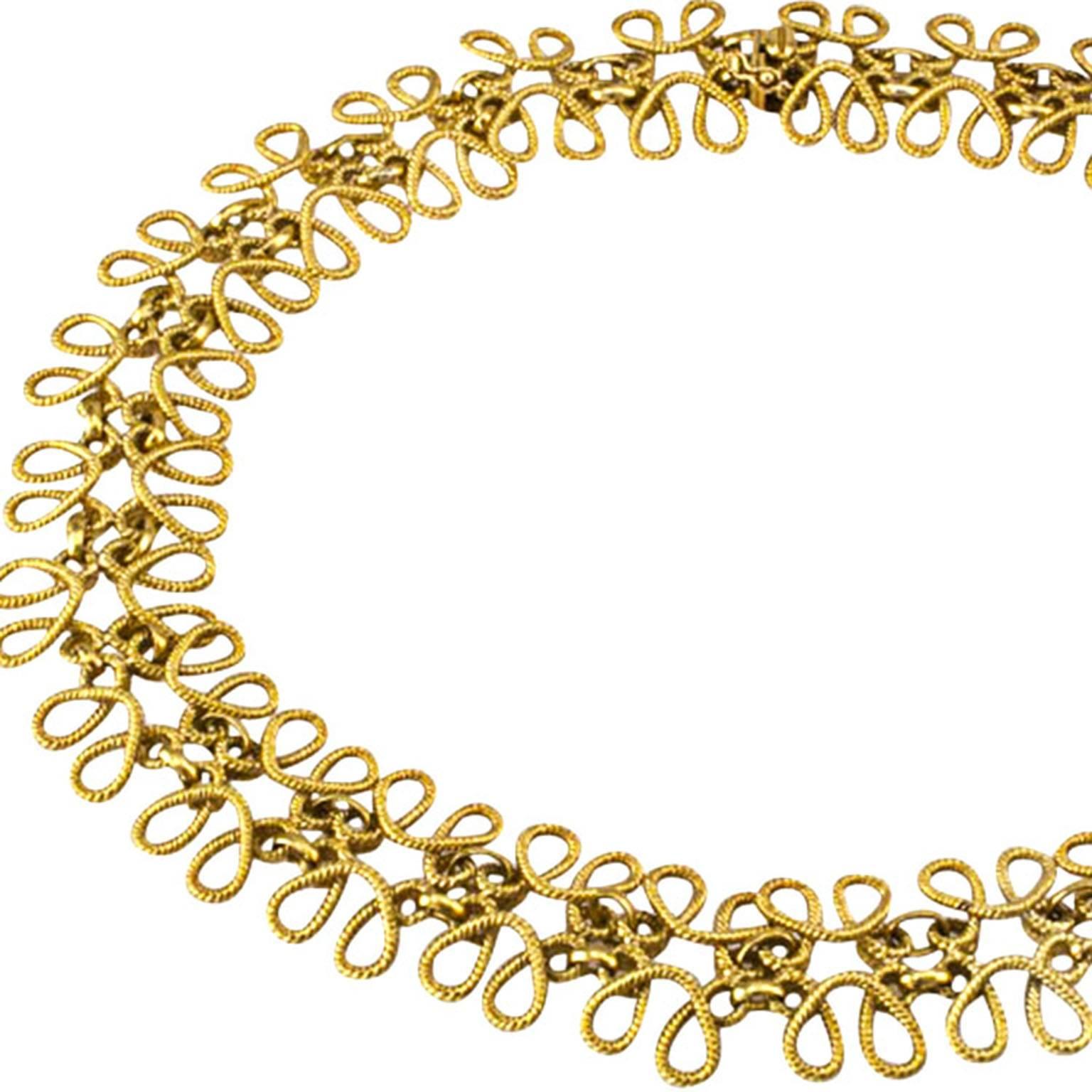 Contemporary 1960s Handwoven Gold Necklace