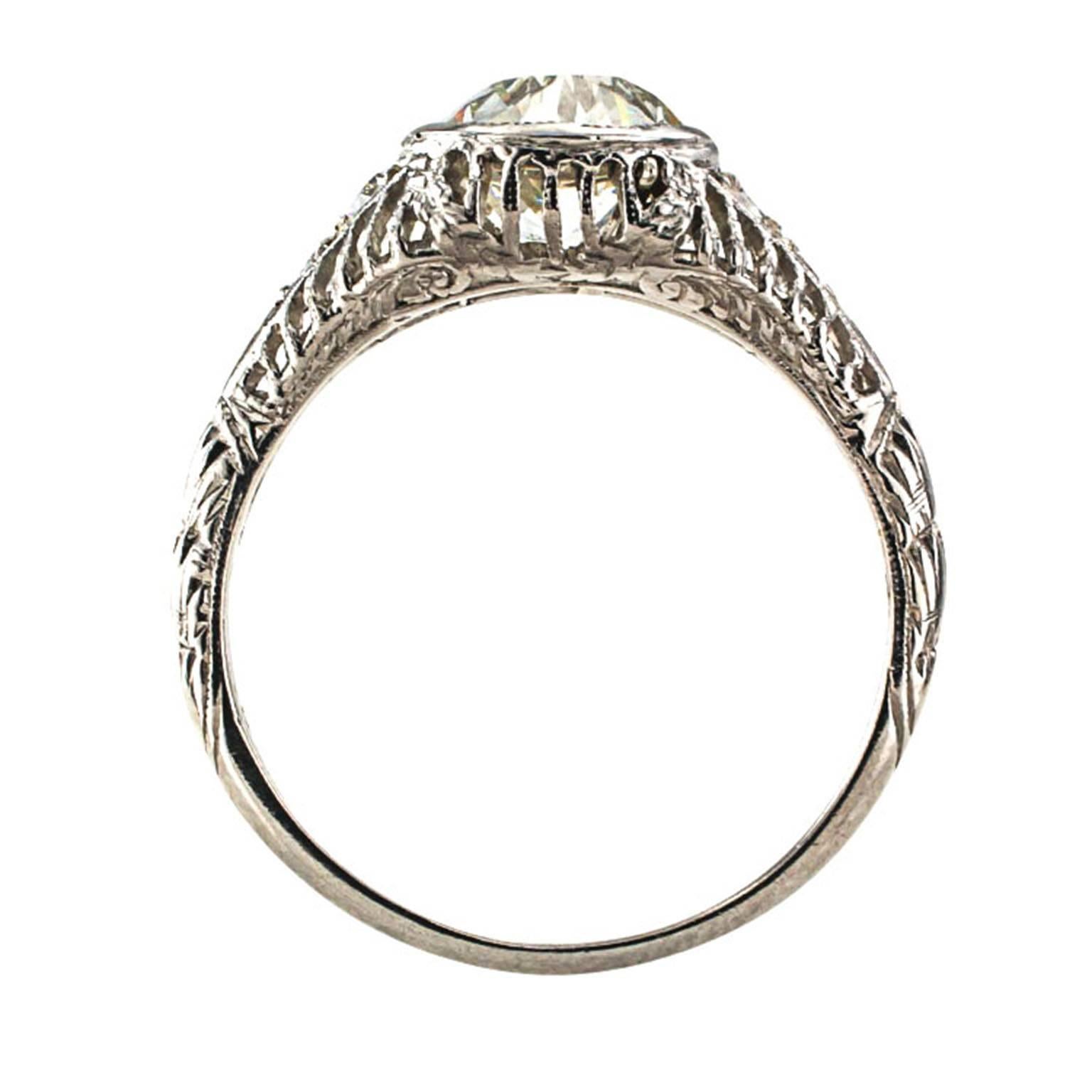 Edwardian 1.84 Carat Diamond Platinum Engagement Ring 1