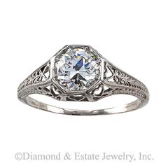 .84 Carat Art Deco Diamond Platinum Engagement Ring