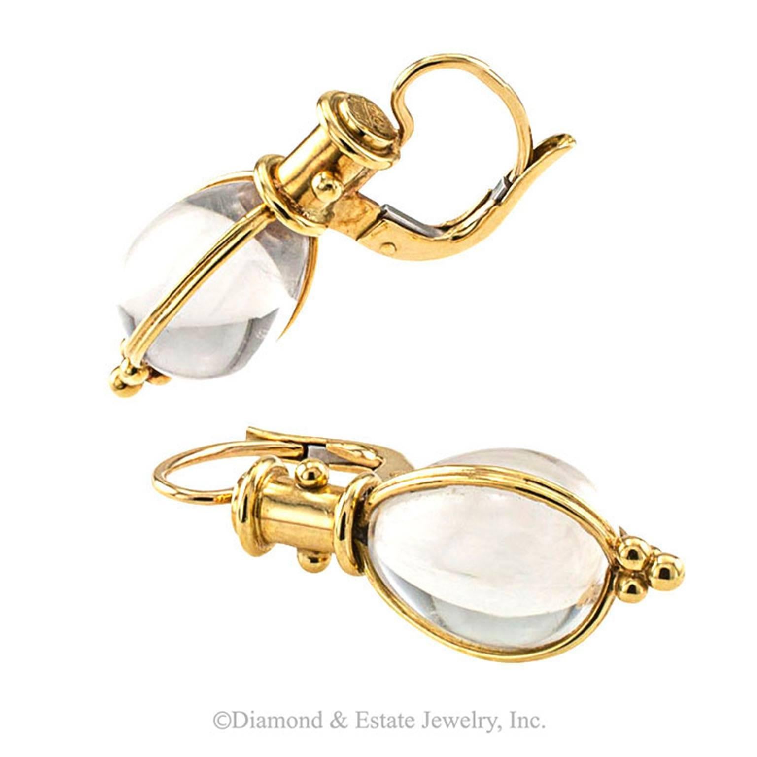 Temple St. Clair Estate Rock Crystal Amulet Earrings

Distinctive gold work and a very attractive design...  Temple St. Clair's  rock crystal Amulet earrings crafted in 18 karat yellow gold... Easy to wear, casual elegance... As if by magic, they