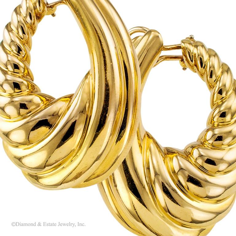 Large Gold Hoop Clip-On Earrings For Sale at 1stdibs