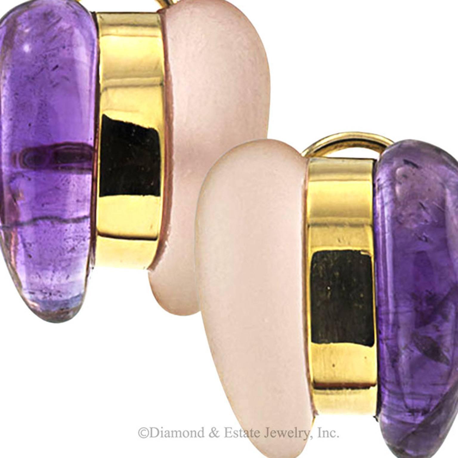 Women's Winc Amethyst Rose Quartz Gold Earrings