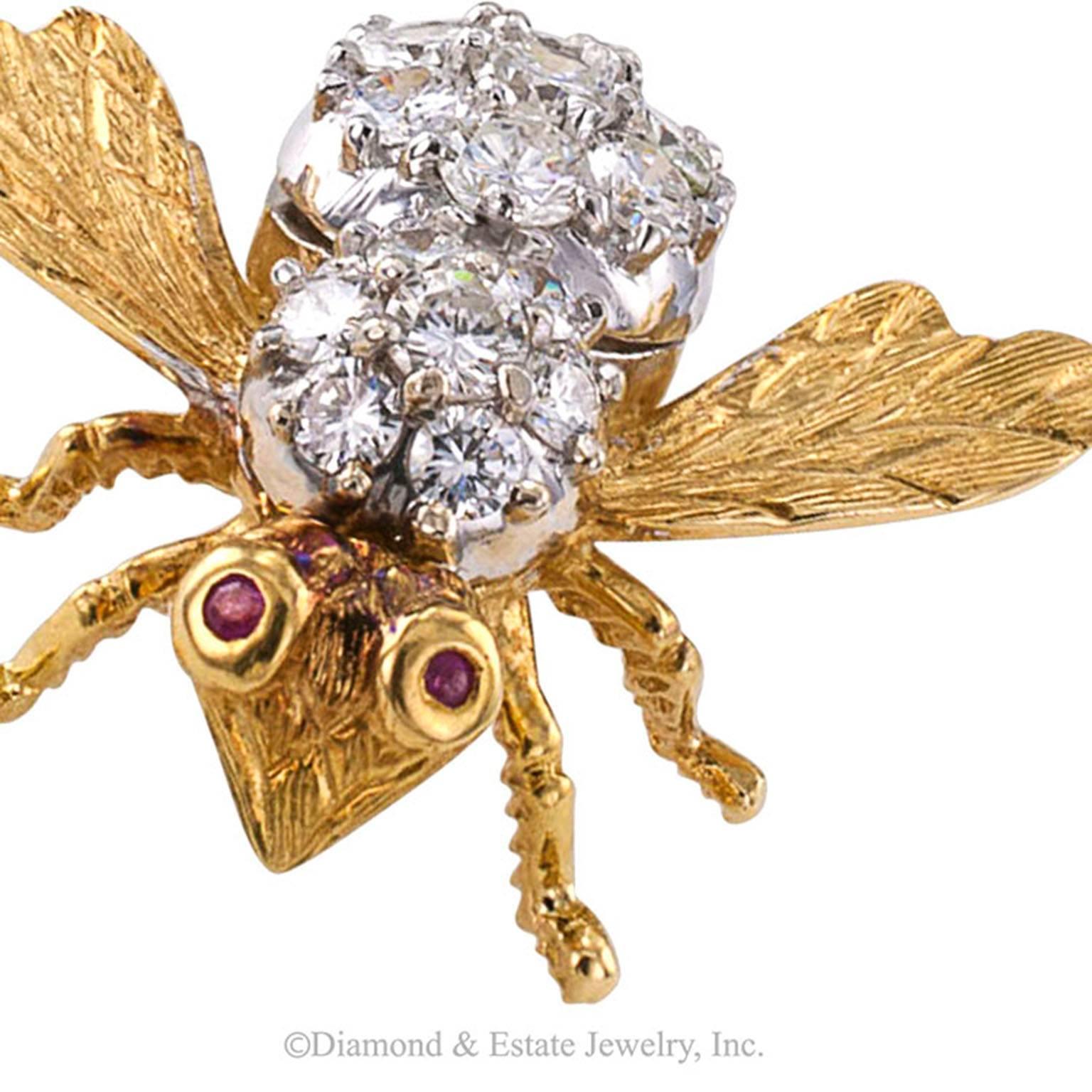 Rosenthal Ruby Diamond Gold Bee Pin 3