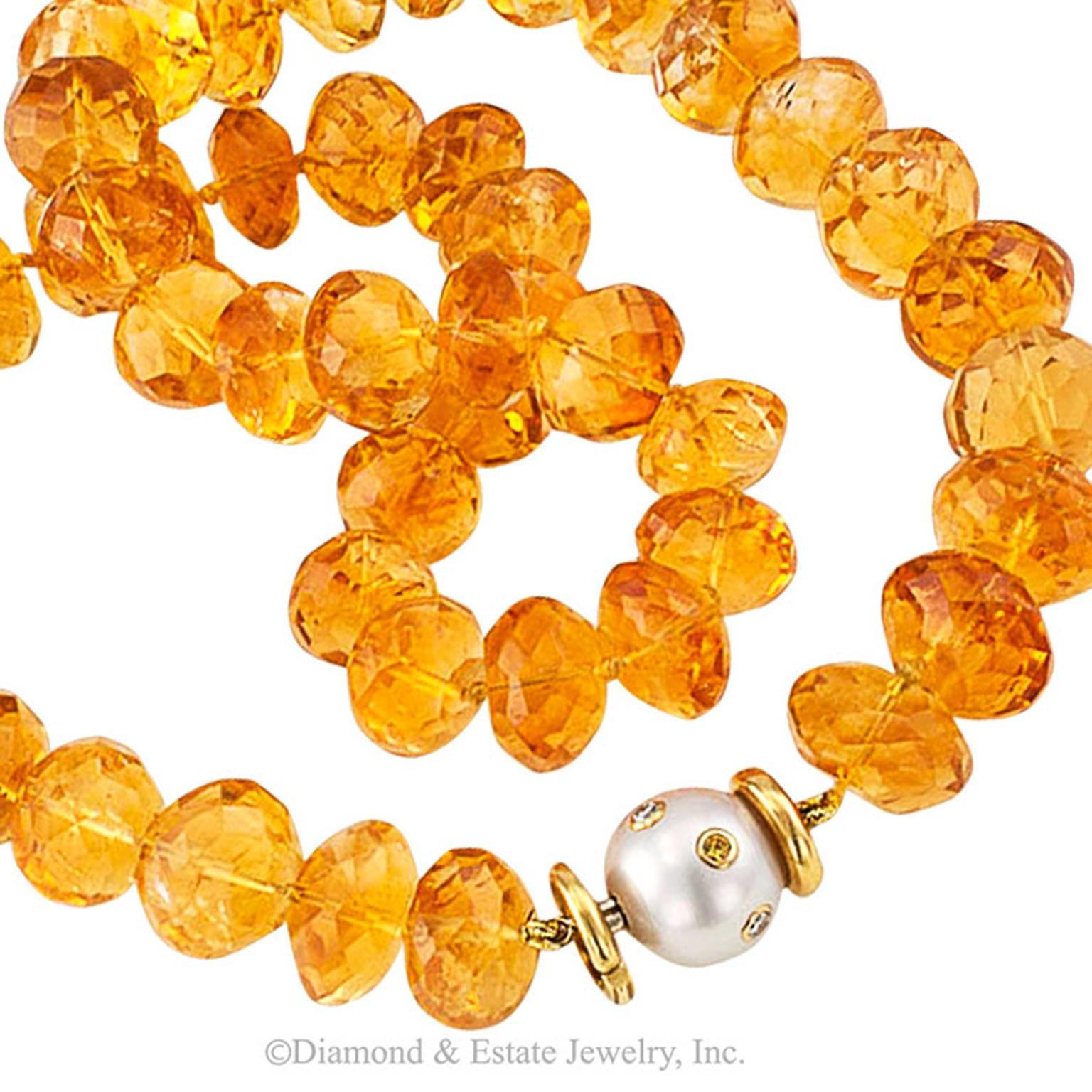 Seaman Schepps Faceted Citrine Bead Necklace In Excellent Condition In Los Angeles, CA