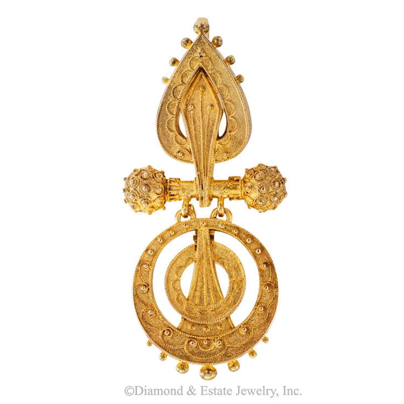 1880's George C Shreve & Co Articulated Brooch/Pendant

Objects such as this jewel are imbued with a romance that few other possessions can match.  Being in their presence is always a pleasure.  Collectors know the feeling and this exceptional