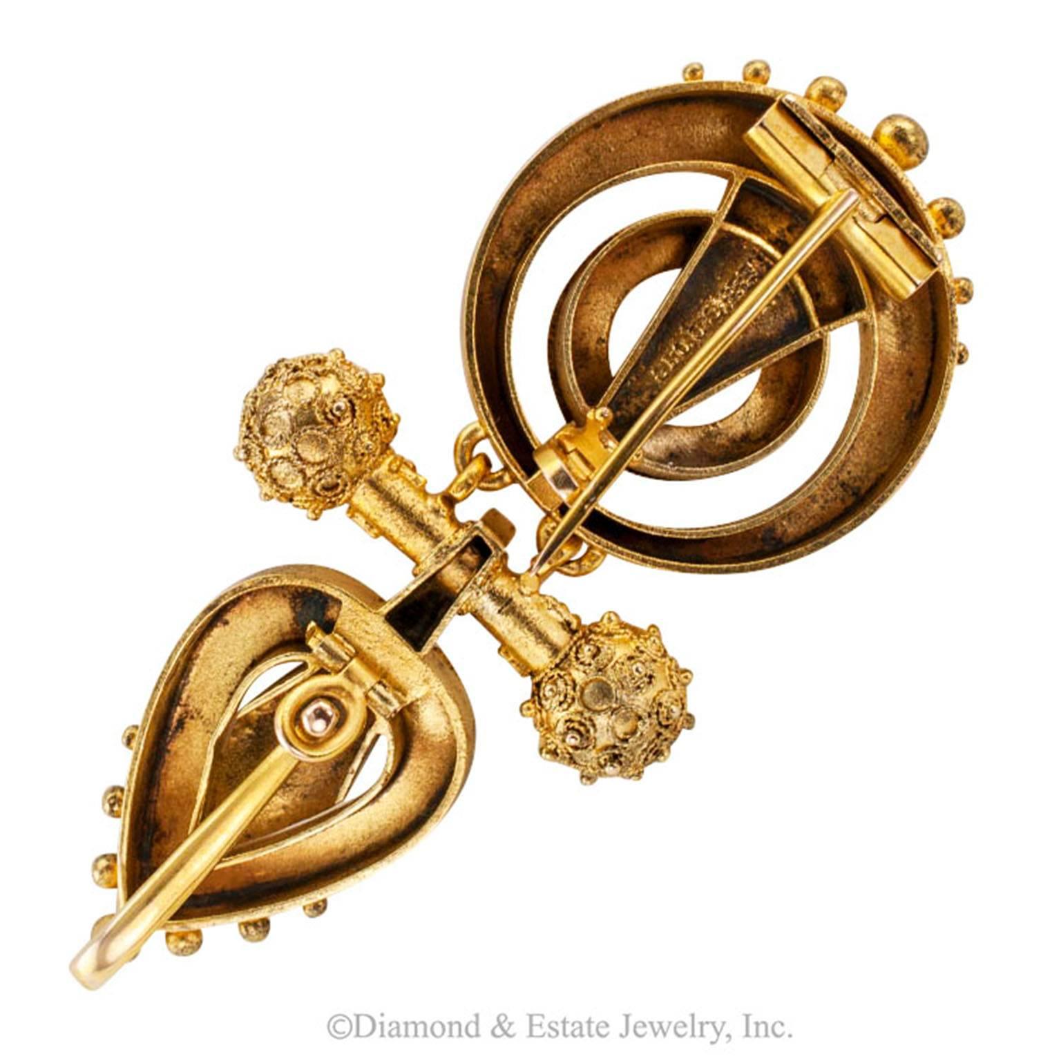 1880s George C Shreve & Co. Articulated Brooch Pendant In Excellent Condition In Los Angeles, CA