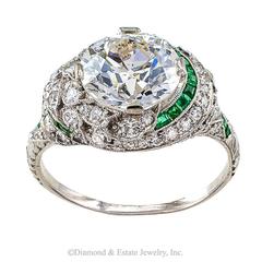 Art Deco 2.61 Carat Old European-Cut Diamond Platinum Engagement Ring
