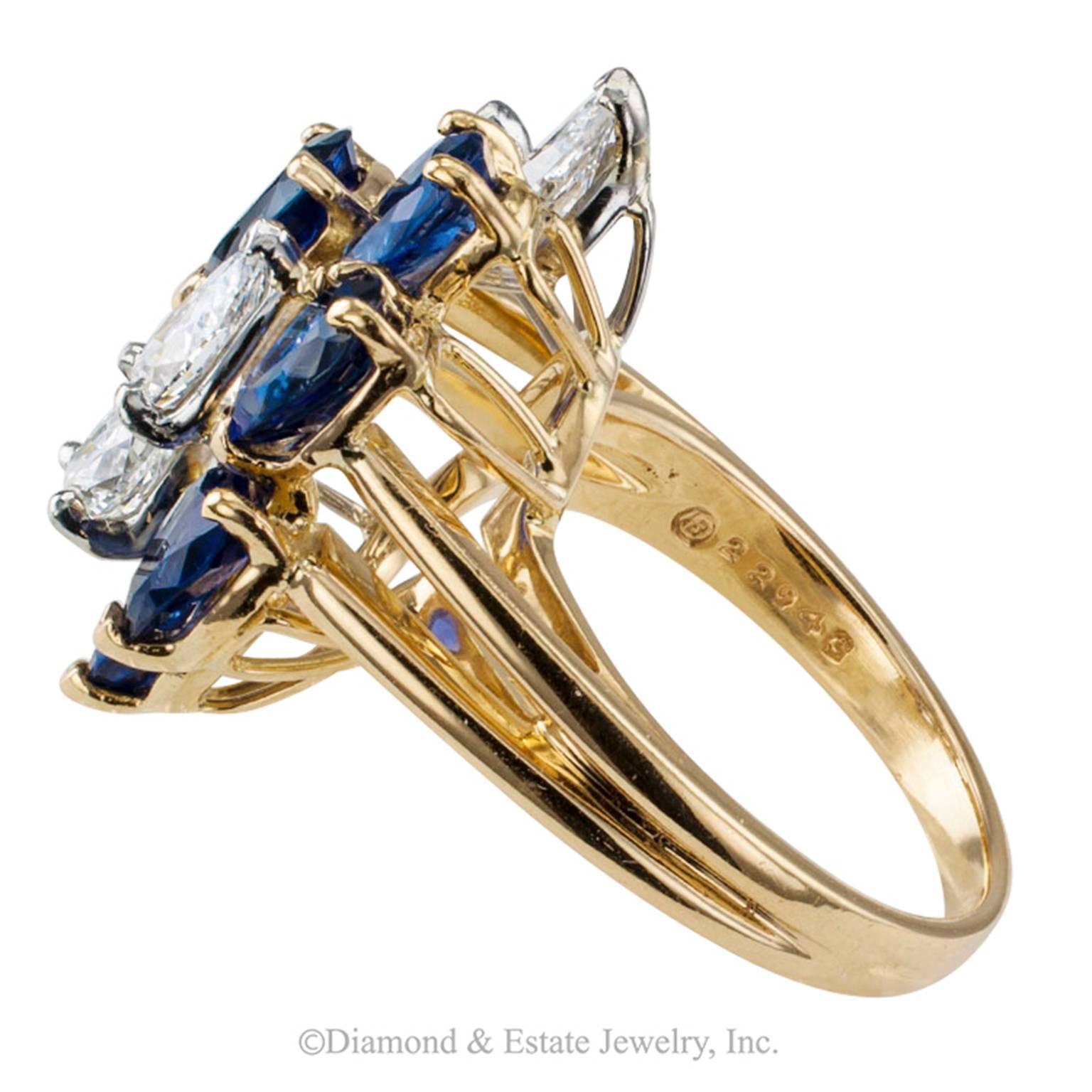 Women's or Men's Oscar Heyman Sapphire and Diamond Cocktail Ring