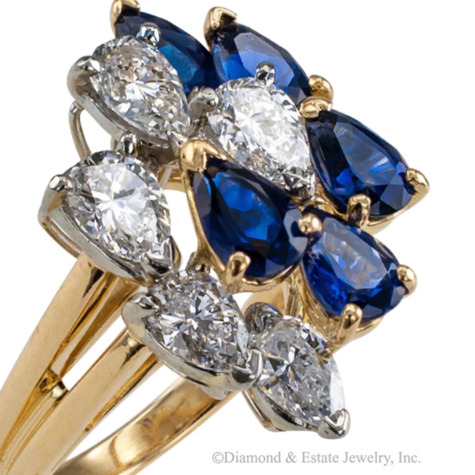 Oscar Heyman Sapphire and Diamond Cocktail Ring 1