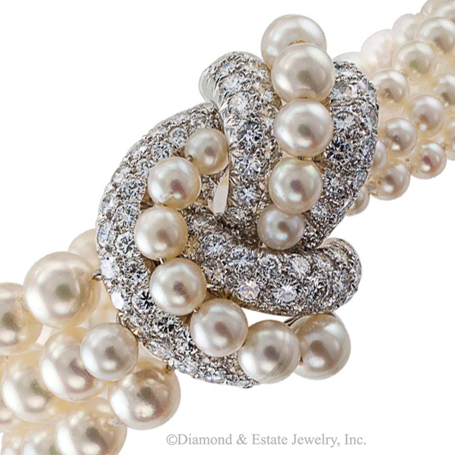 Women's David Webb Pearl and Diamond Bracelet