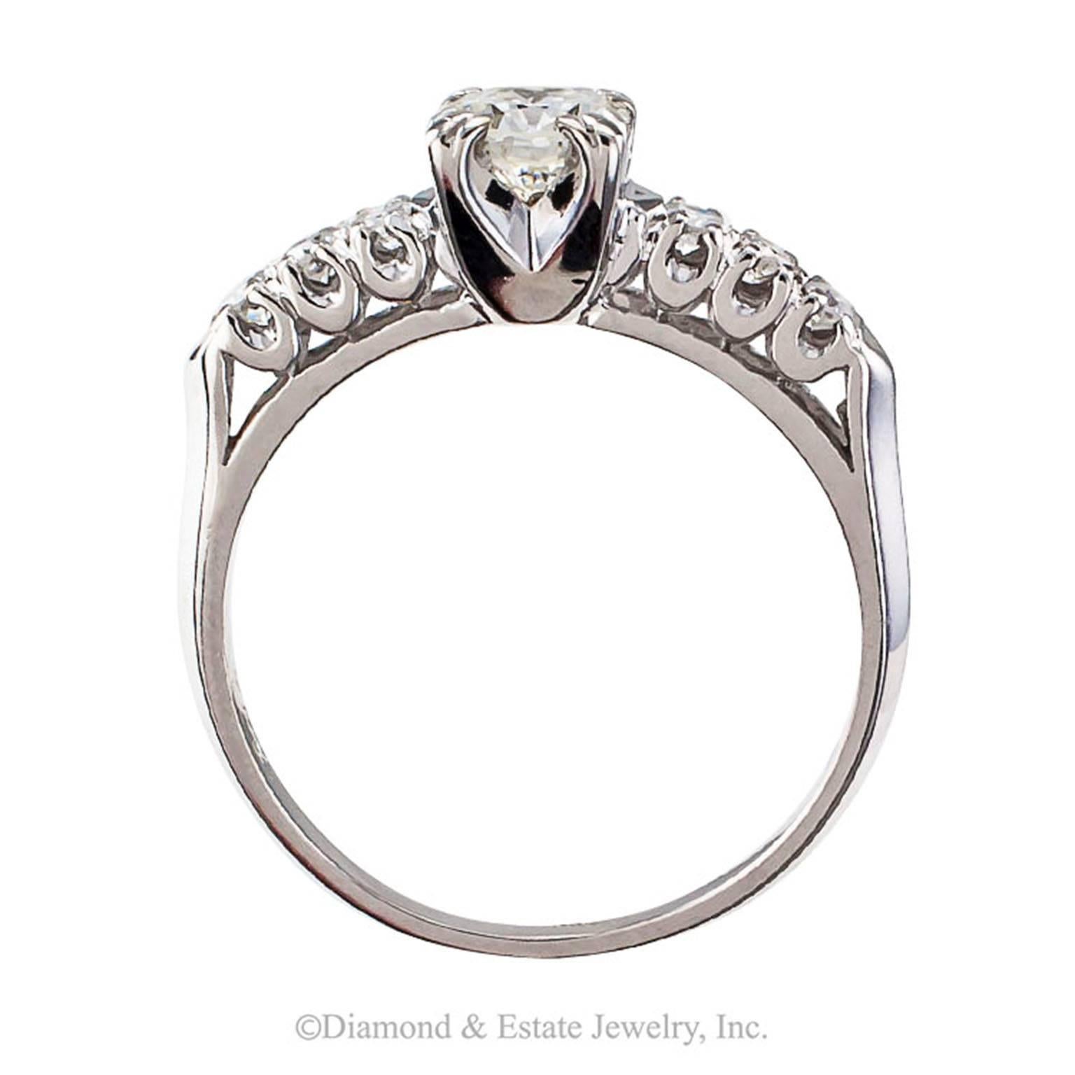 Modern 1950s 0.50 Carat Diamond Gold Engagement Ring