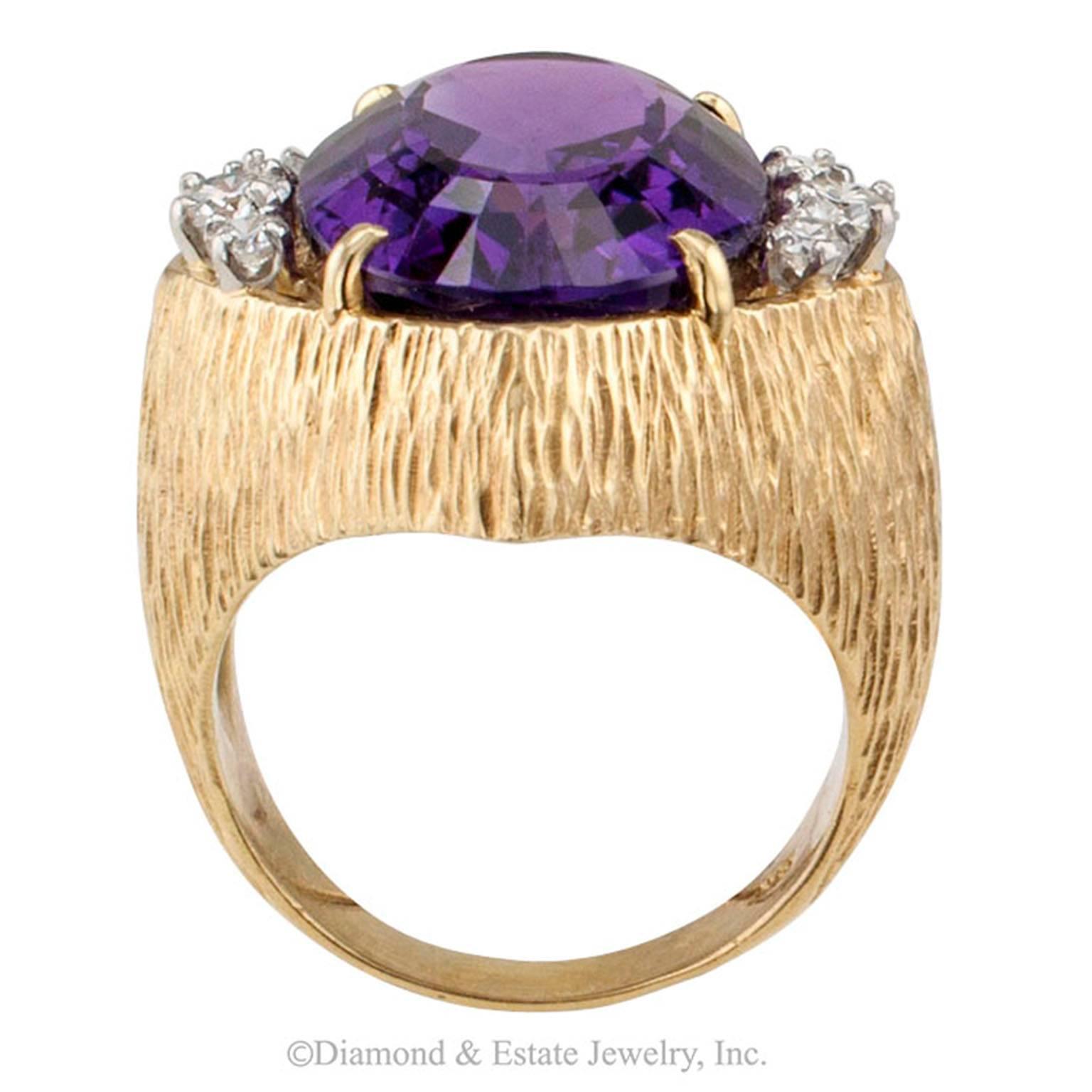 Modern Amethyst Diamond Cocktail Ring