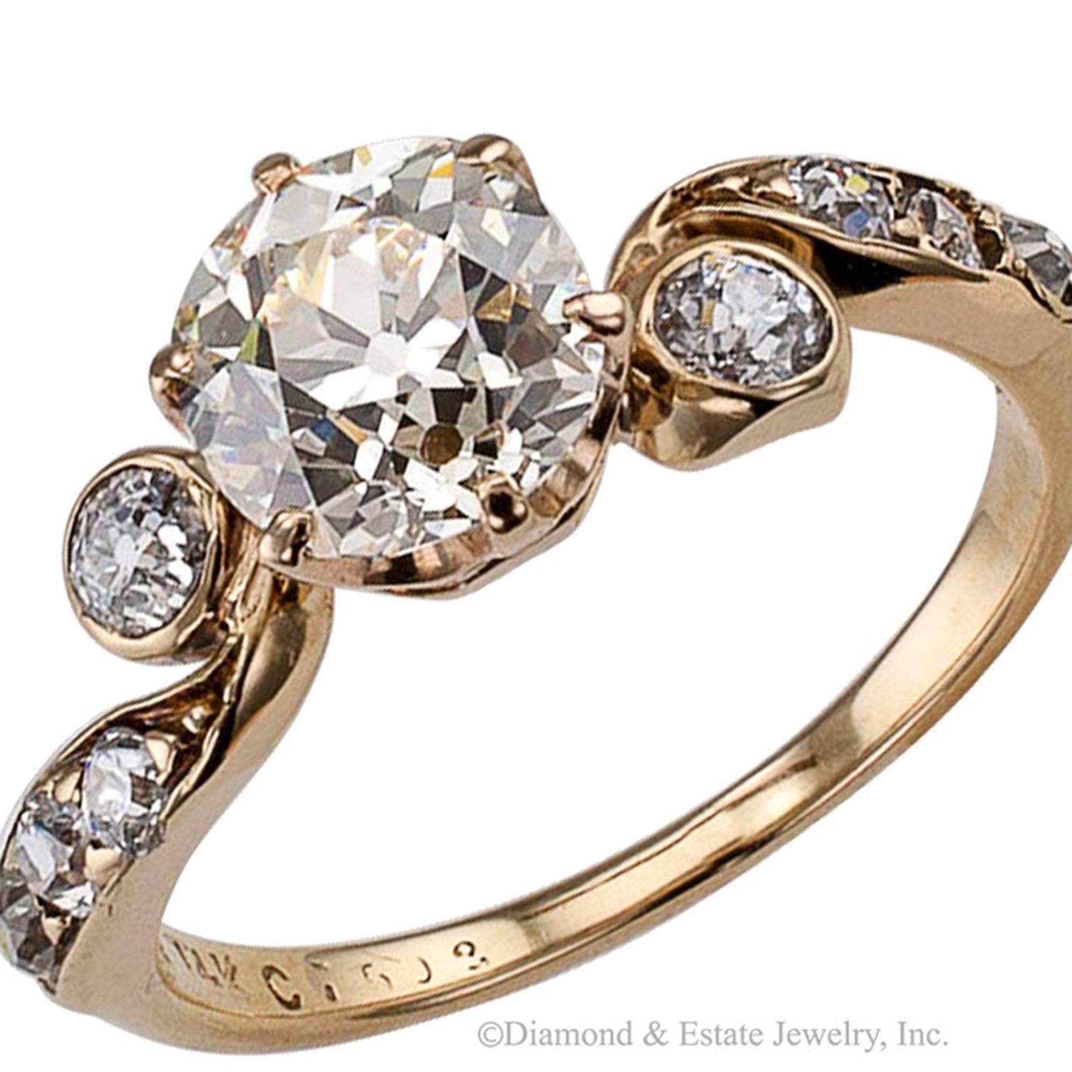 Victorian 1.42 Carat Cushion Diamond Engagement Ring 1
