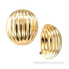 1970s Gold Fluted Domed Ear Clips