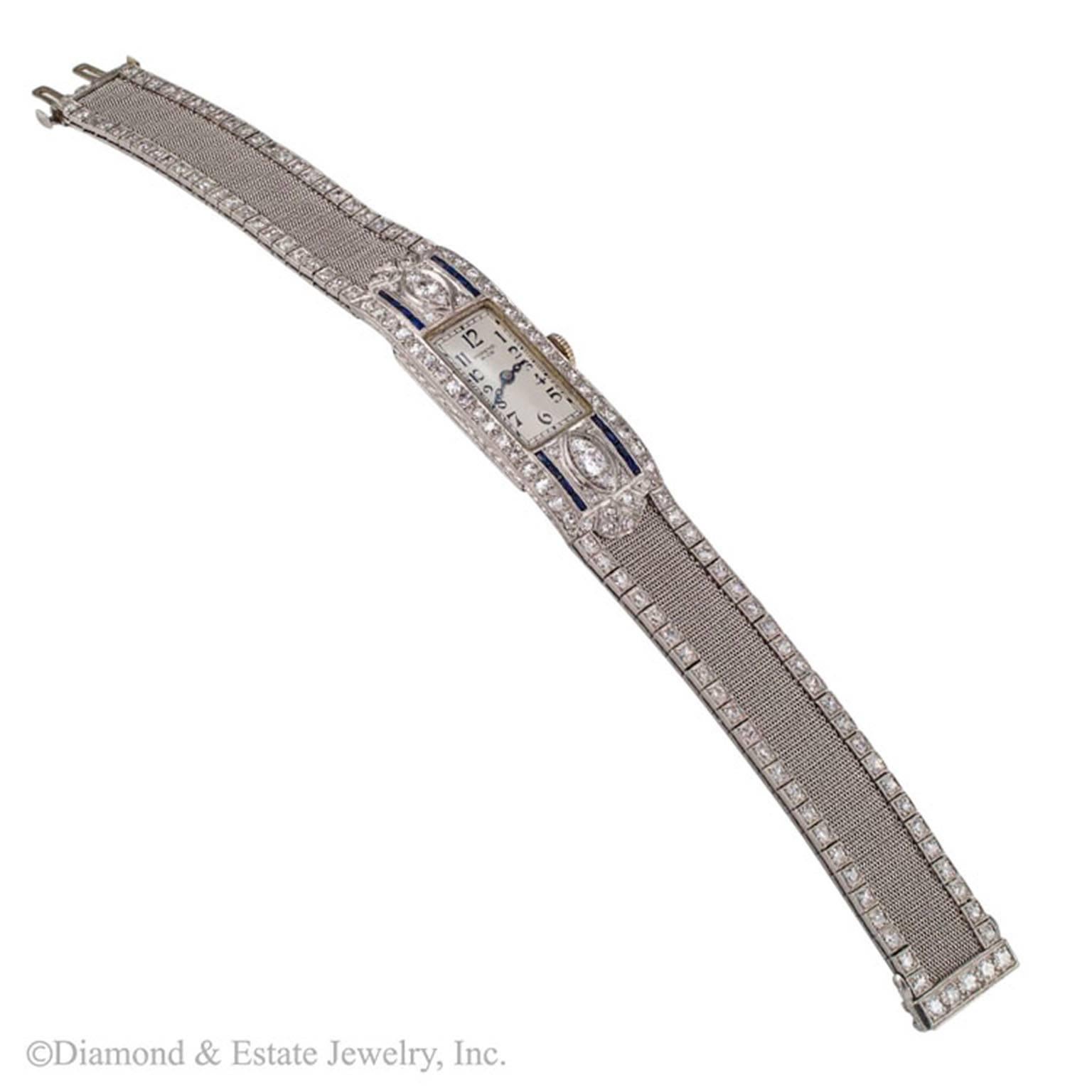 Art Deco Shreve & Co. Ladies Platinum Diamond Wristwatch