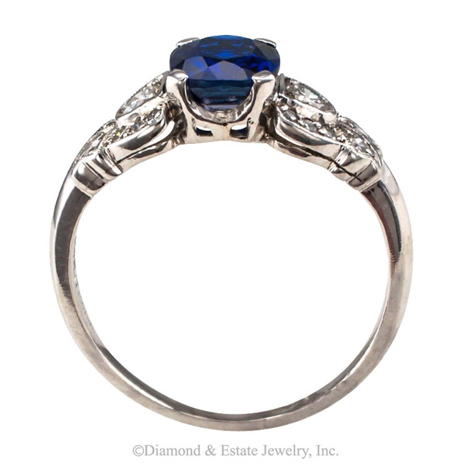 Women's Art Deco Sapphire Diamond Platinum Ring