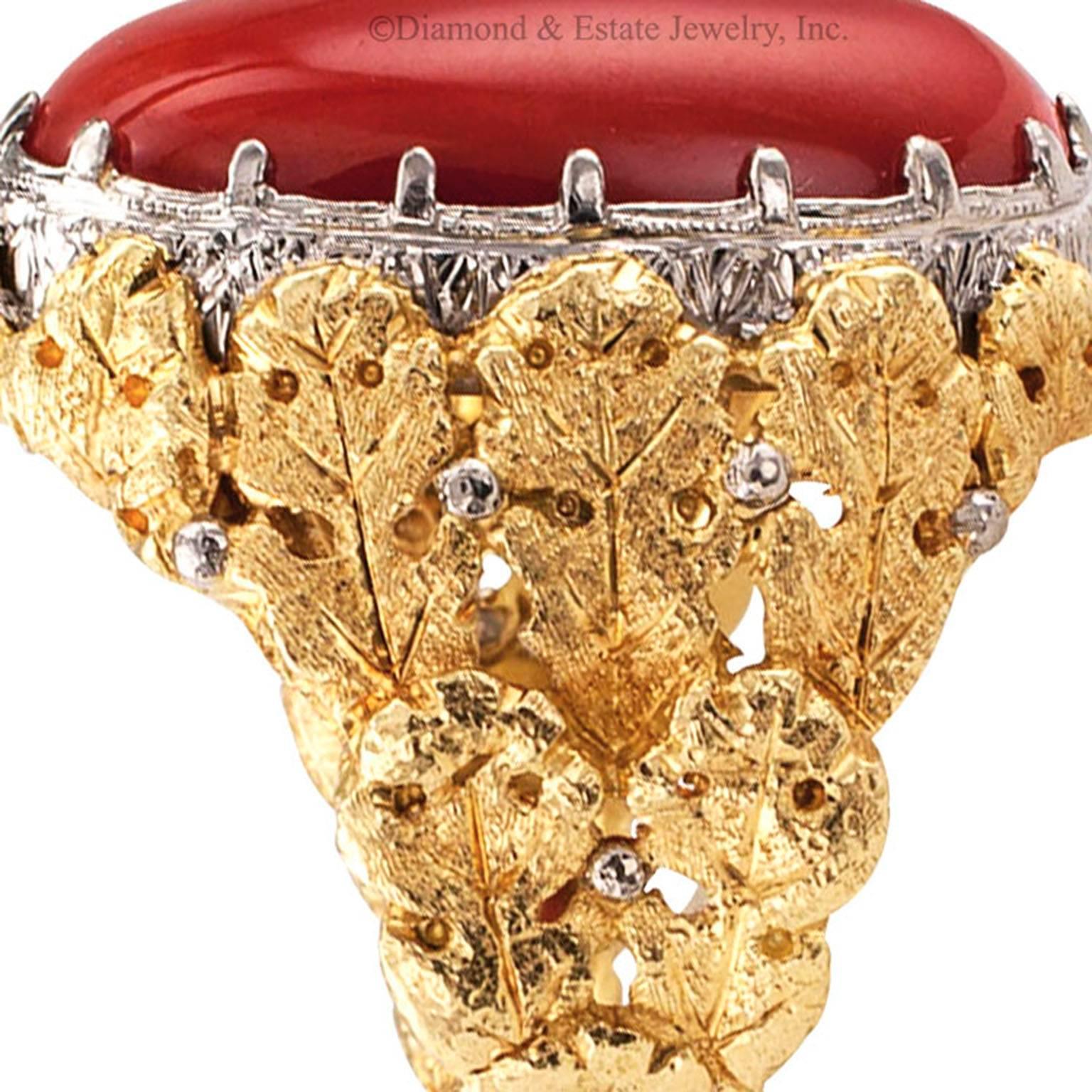 Women's or Men's 1970 Spritzer and Fuhrman Coral Gold Ring