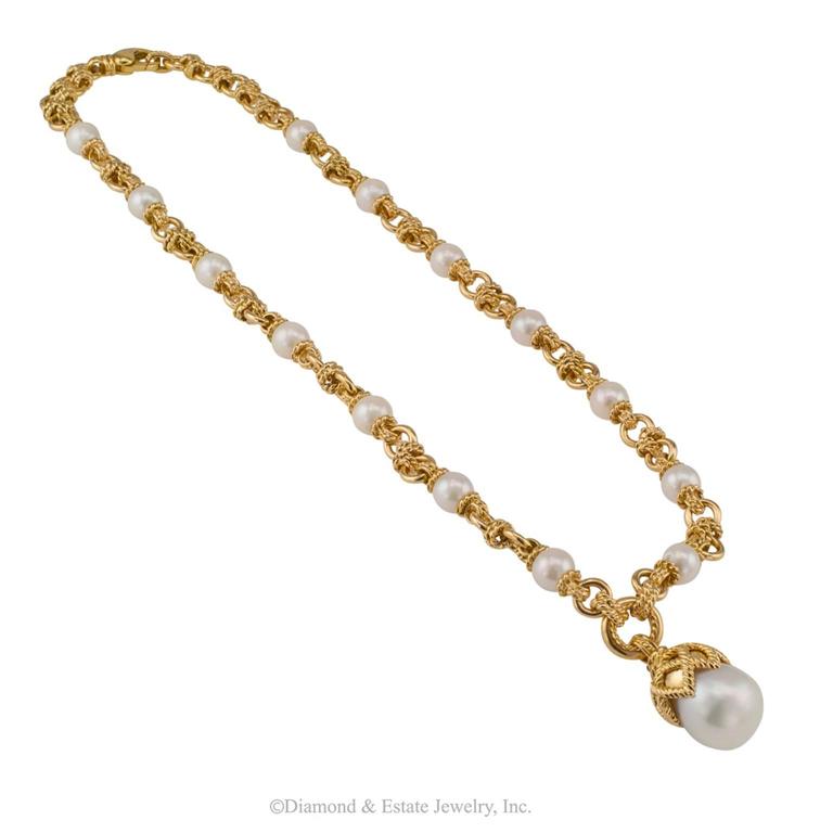Graziella 23K Gold Plated Cultured Pearl & Green Quartz Sea Life Necklace main image 0