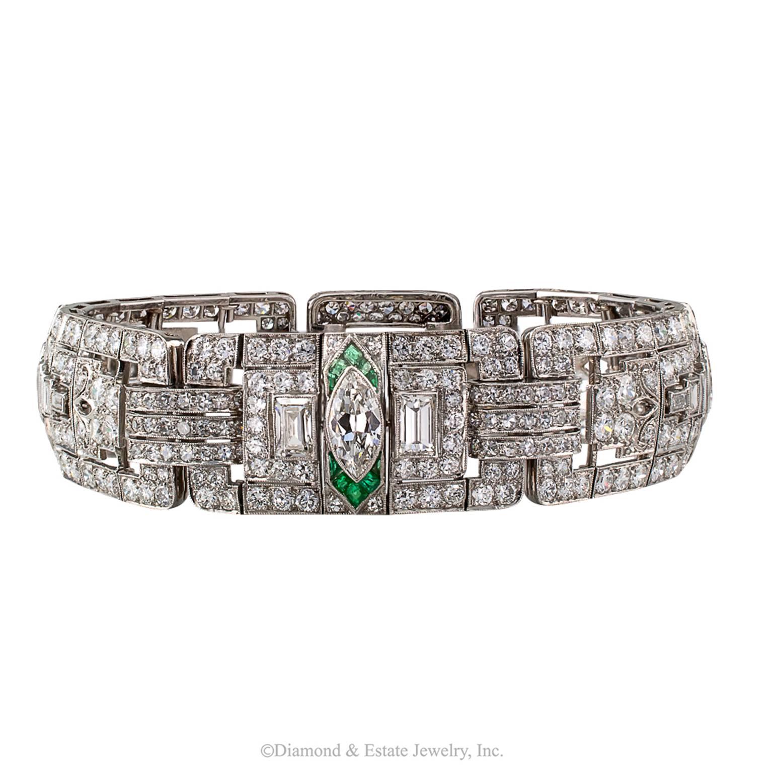 Women's or Men's 15.50 Carat Diamond Art Deco Platinum Bracelet