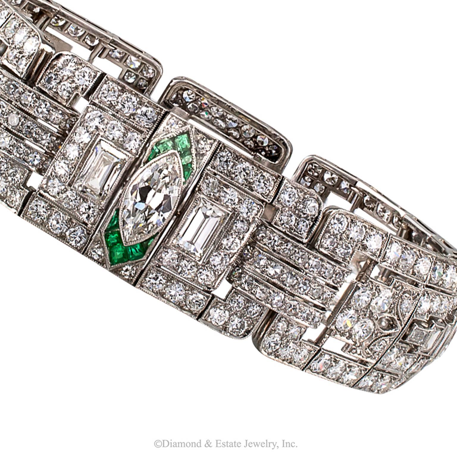 15.50 Carat Diamond Art Deco Platinum Bracelet 2
