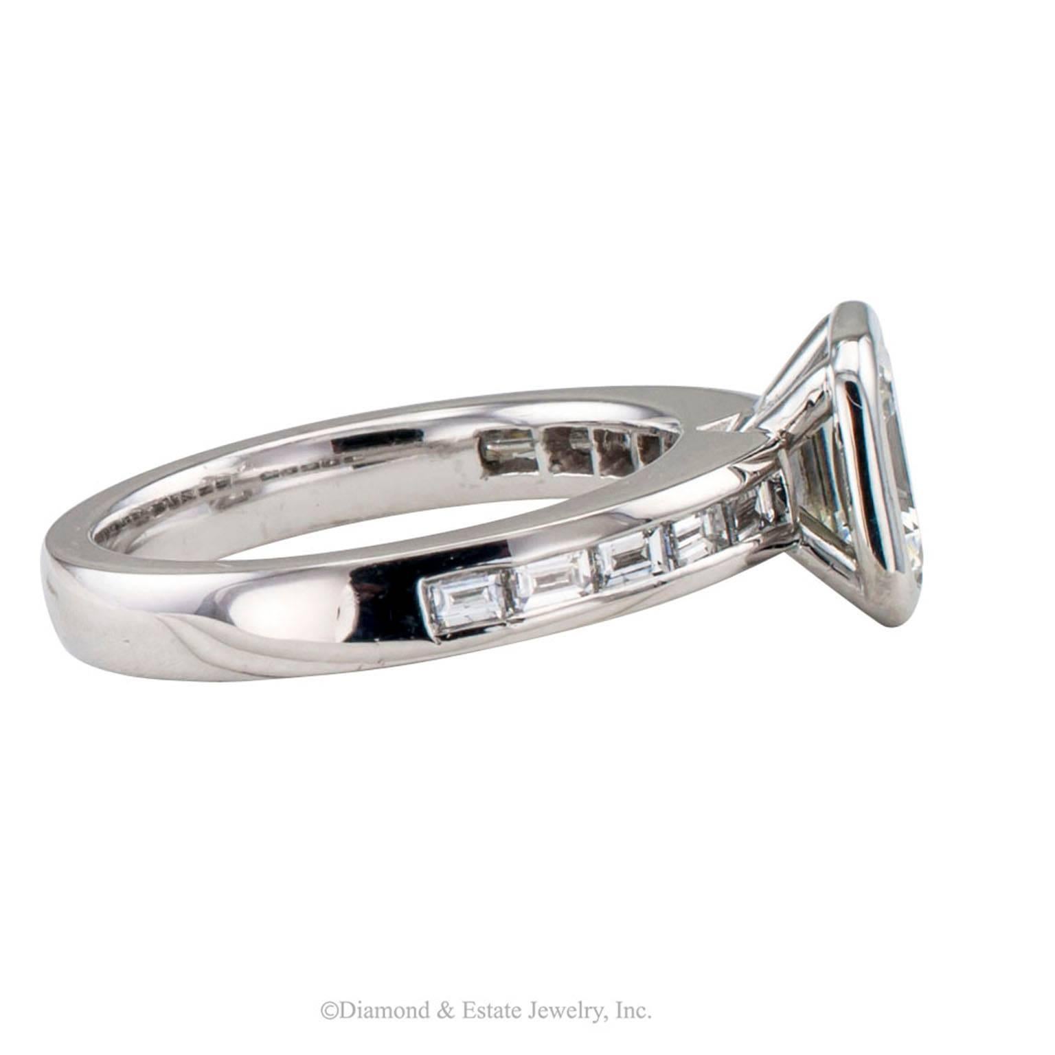 Contemporary 1.08 Carat Emerald Cut Diamond Engagement Ring