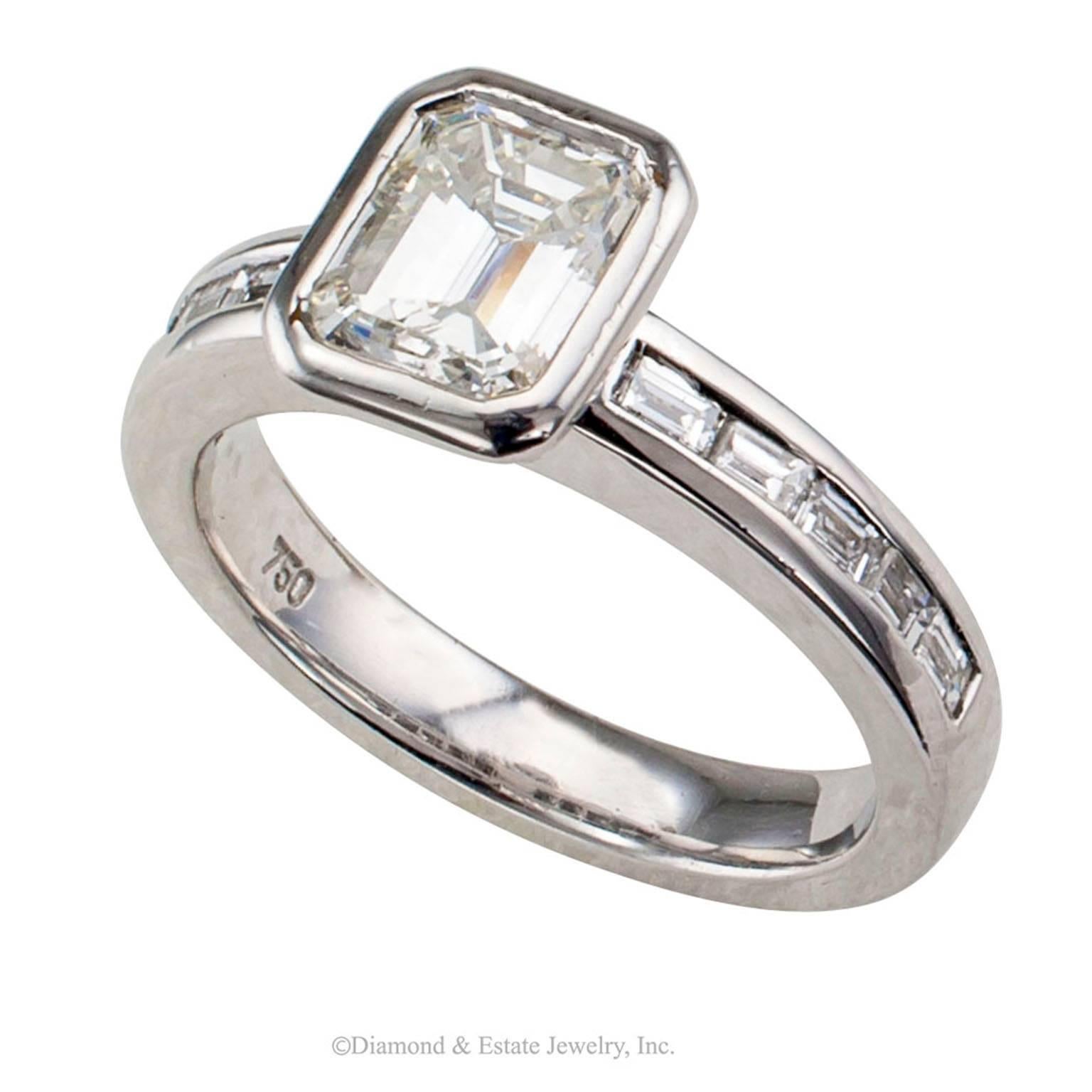 1.08 Carat Emerald Cut Diamond Engagement Ring 1