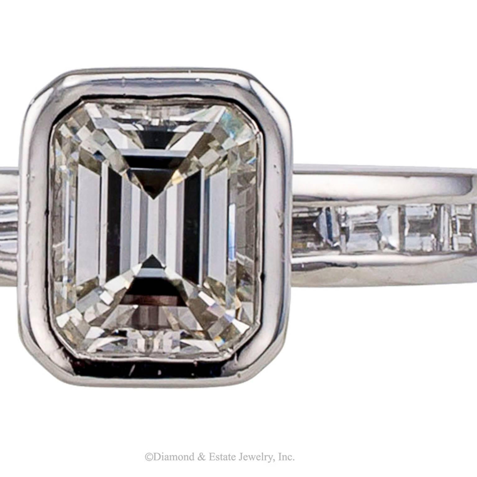1.08 Carat Emerald Cut Diamond Engagement Ring 2