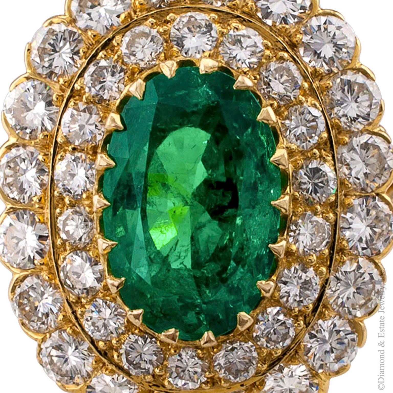 Oval Colombian Emerald Diamond Gold Ring 1