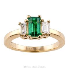 Emerald-Cut Emerald Diamond Gold Ring