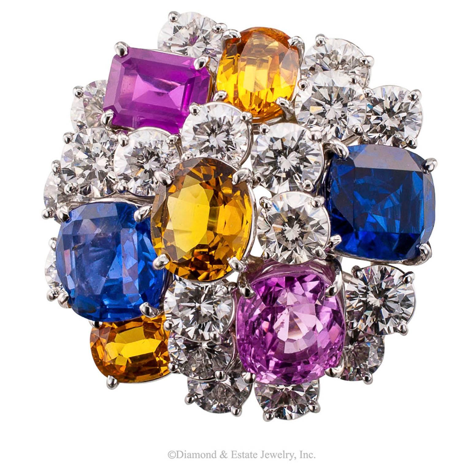Women's Ruser 1950s Diamond Sapphire Platinum Cocktail Ring