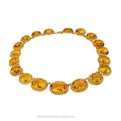 1870s Victorian Citrine Gold Necklace