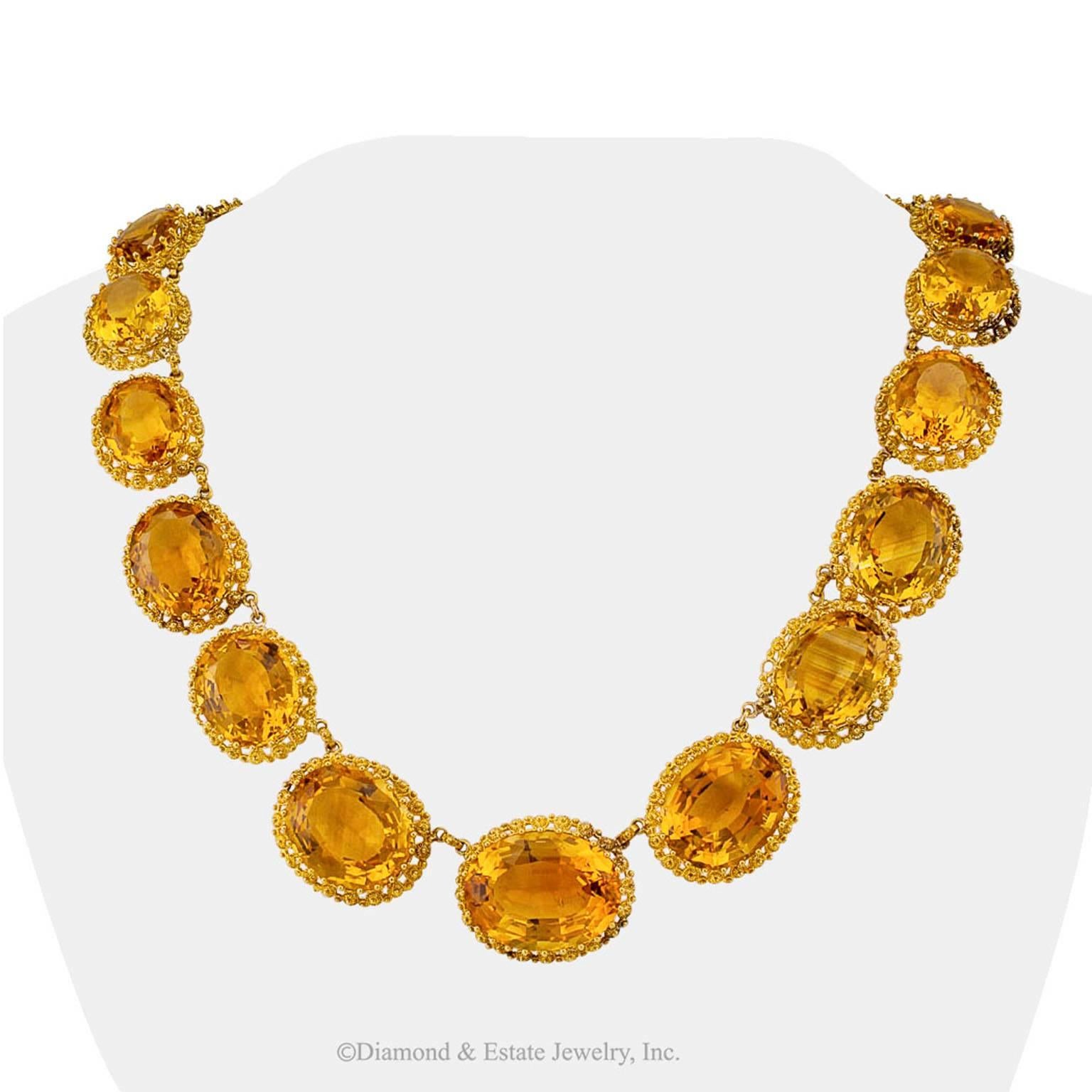 Women's 1870s Victorian Citrine Gold Necklace
